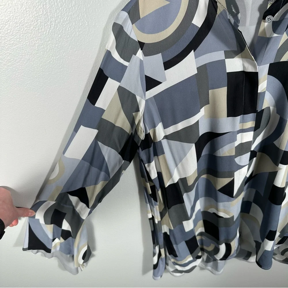 Lafayette 148 New York Scottie Abstract Geometric Blouse Size Small Contemporary - Picture 6 of 14